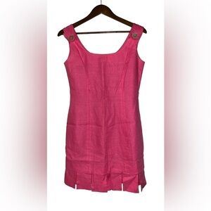 Miss‎ Jackson Linen Mini Dress Lagenlook Boxy Minimalist Pink Women Size 6